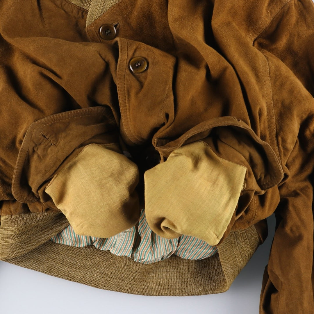 Mabrun Suede Leather Blouson, Men's Size XL (approx.) Genuine Leather Suede Leather brown type Vintage Second Hand