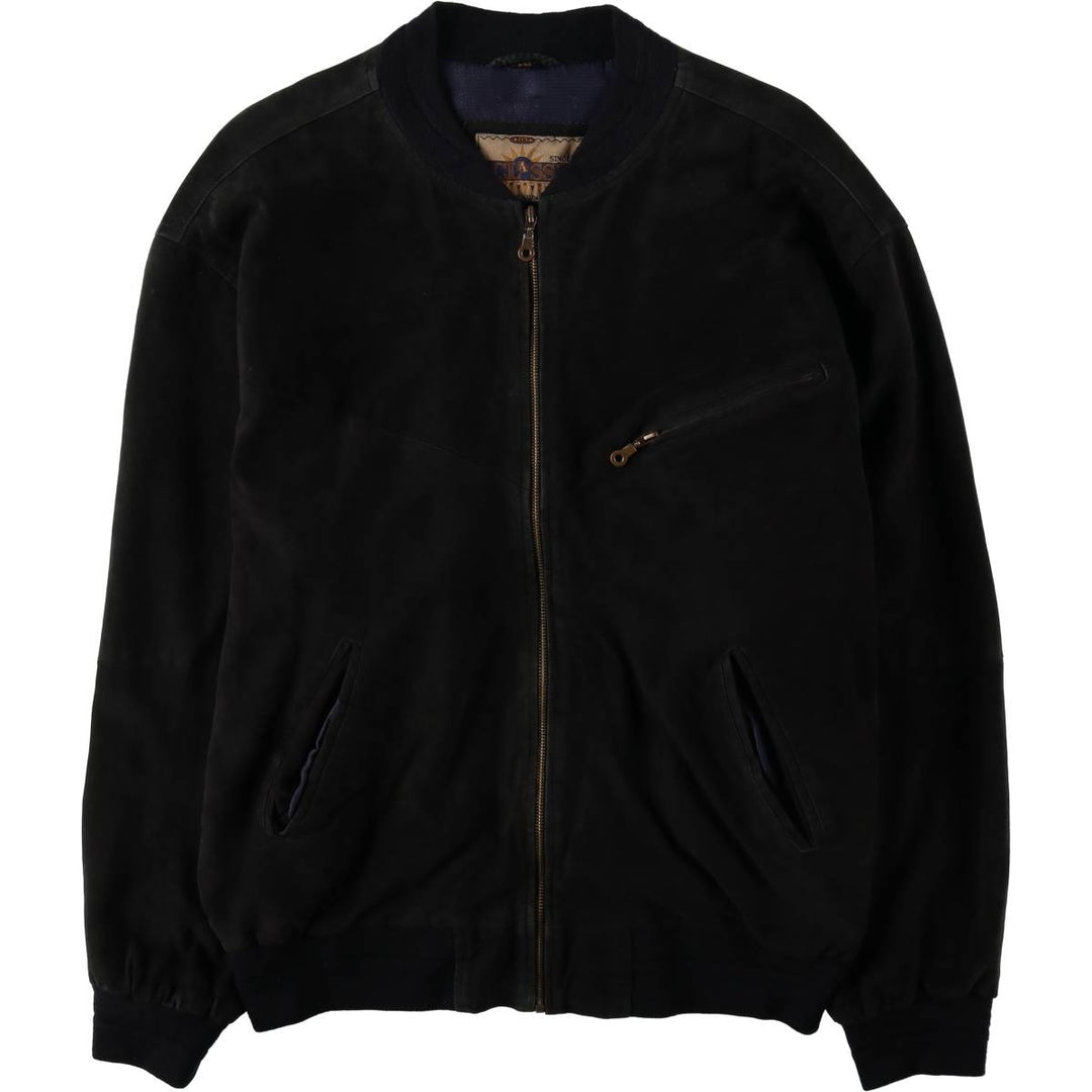 CLASSIC Suede Leather Blouson, Men's Size XL (approx.) Genuine Leather Suede Leather black type Vintage Second Hand