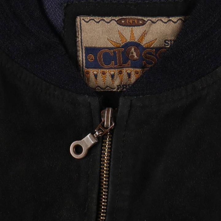 CLASSIC Suede Leather Blouson, Men's Size XL (approx.) Genuine Leather Suede Leather black type Vintage Second Hand