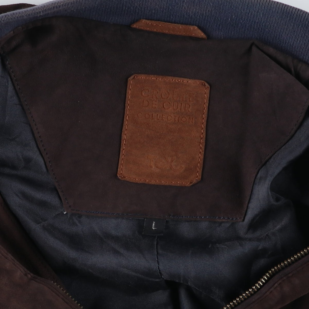 TEX Suede Leather Blouson, Men's Size L (approx.) Genuine Leather Suede Leather brown type Vintage Second Hand