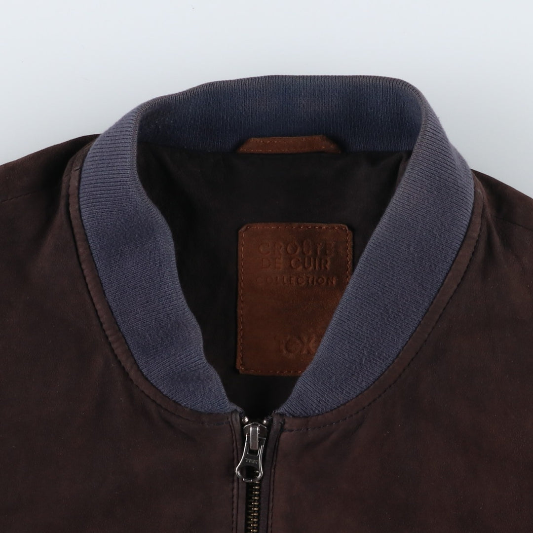 TEX Suede Leather Blouson, Men's Size L (approx.) Genuine Leather Suede Leather brown type Vintage Second Hand