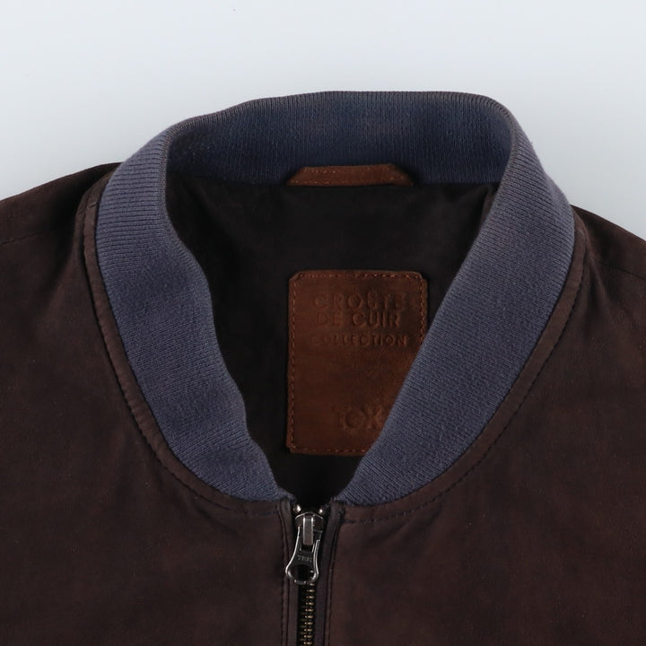 TEX Suede Leather Blouson, Men's Size L (approx.) Genuine Leather Suede Leather brown type Vintage Second Hand