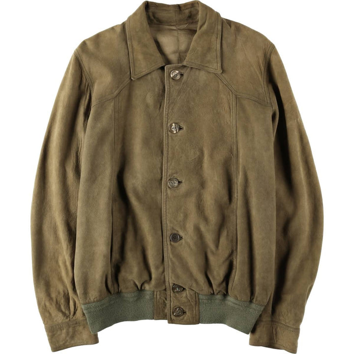 Suede leather blouson for men (size L) unclear Beige type Vintage Second Hand