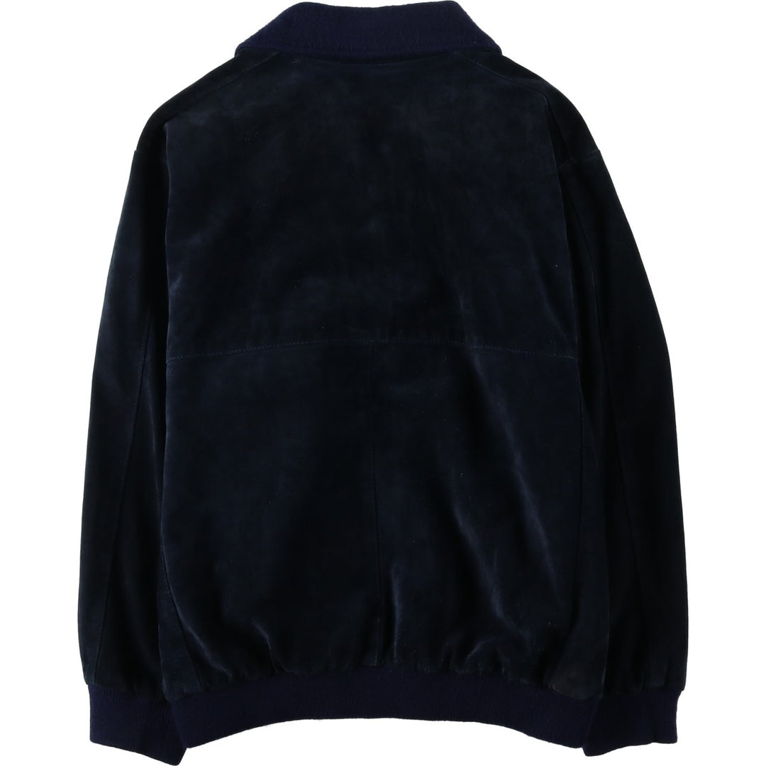 Pole Nord Suede Leather Blouson, Men's Size L (approx.) Genuine Leather Suede Leather navy blue type Vintage Second Hand