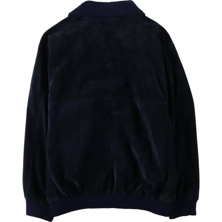 Pole Nord Suede Leather Blouson, Men's Size L (approx.) Genuine Leather Suede Leather navy blue type Vintage Second Hand