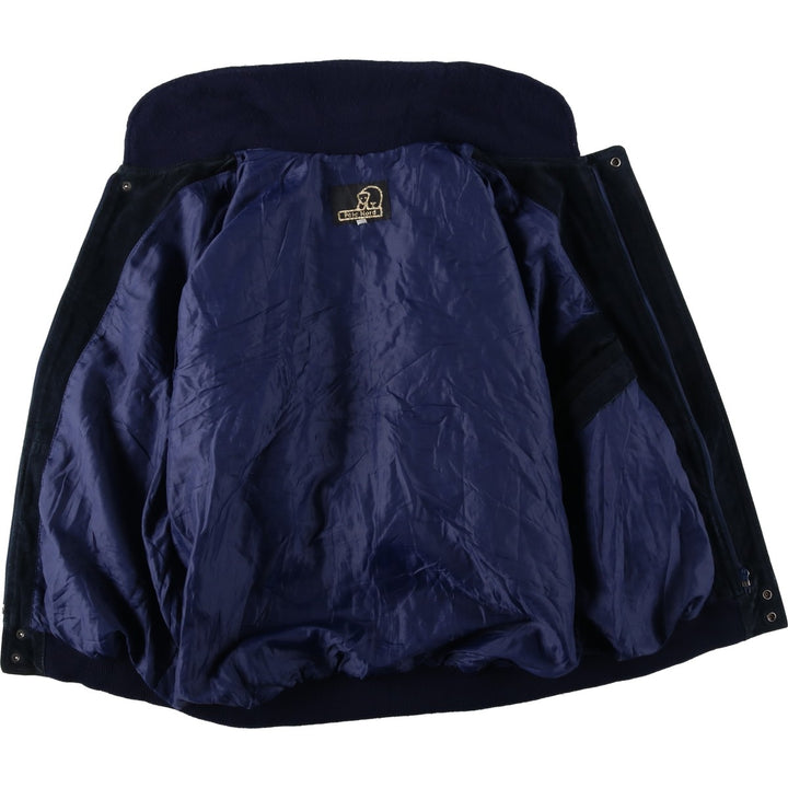 Pole Nord Suede Leather Blouson, Men's Size L (approx.) Genuine Leather Suede Leather navy blue type Vintage Second Hand