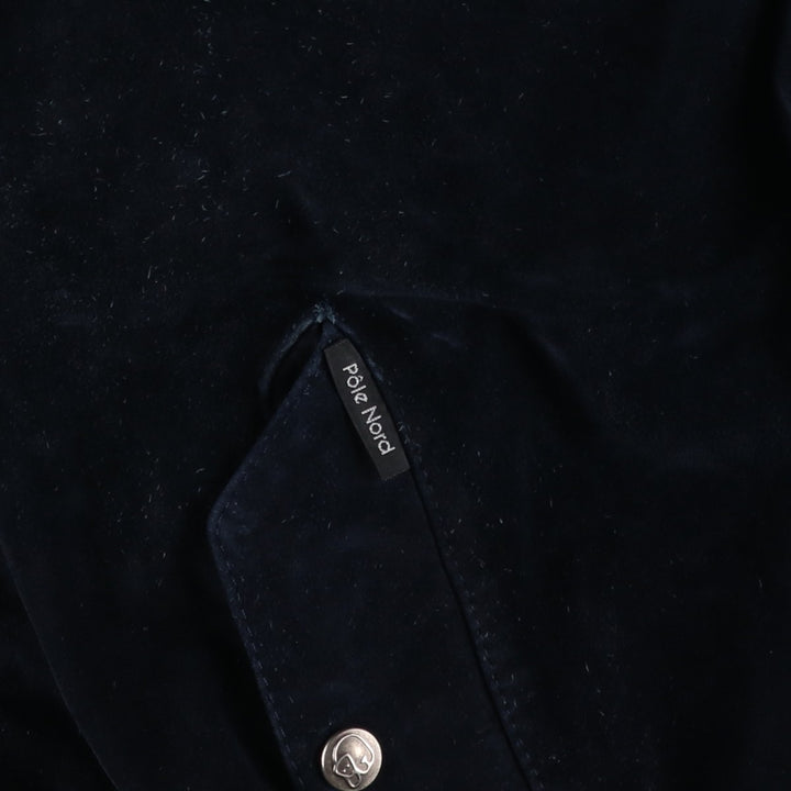 Pole Nord Suede Leather Blouson, Men's Size L (approx.) Genuine Leather Suede Leather navy blue type Vintage Second Hand