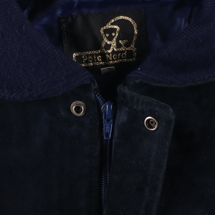Pole Nord Suede Leather Blouson, Men's Size L (approx.) Genuine Leather Suede Leather navy blue type Vintage Second Hand