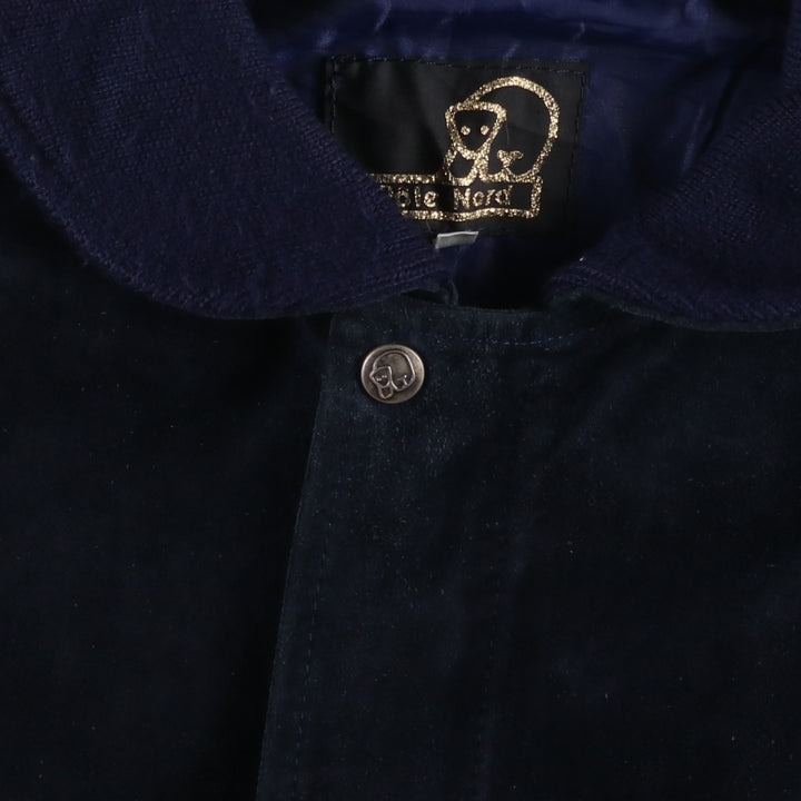 Pole Nord Suede Leather Blouson, Men's Size L (approx.) Genuine Leather Suede Leather navy blue type Vintage Second Hand