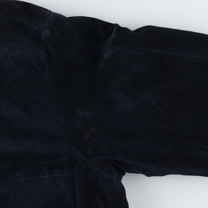 Pole Nord Suede Leather Blouson, Men's Size L (approx.) Genuine Leather Suede Leather navy blue type Vintage Second Hand