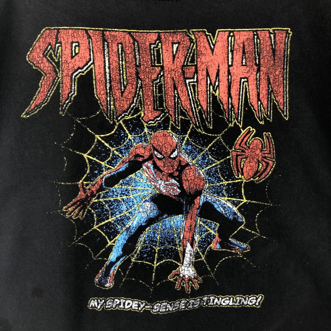 Marvel Spider-Man character print T-shirt, men's size L (approx.) cotton black type Vintage Second Hand