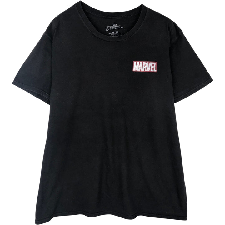 Marvel Spider-Man character print T-shirt, men's XL size cotton black type Vintage Second Hand