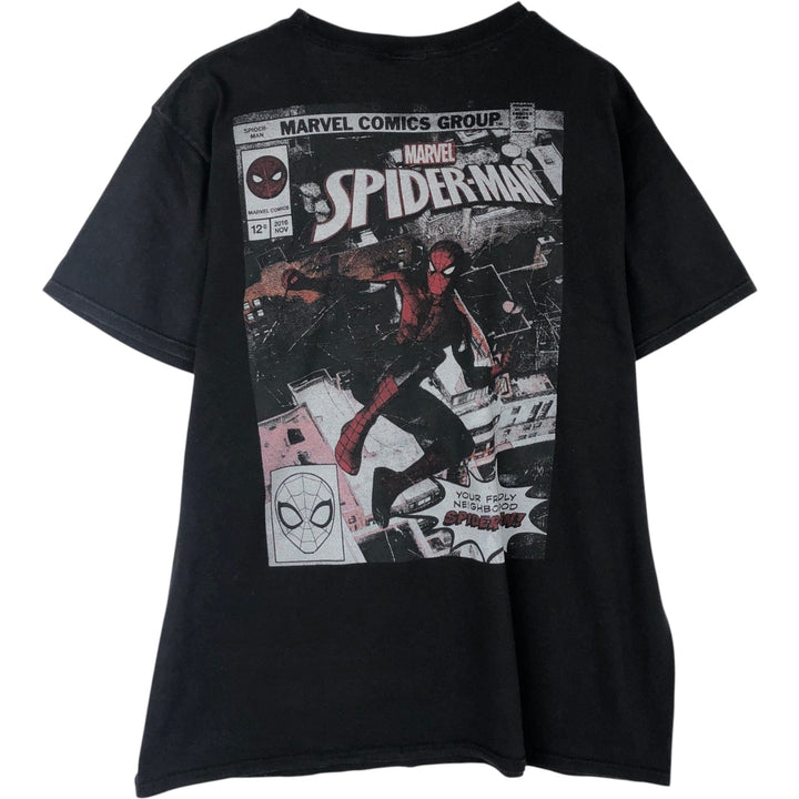 Marvel Spider-Man character print T-shirt, men's XL size cotton black type Vintage Second Hand