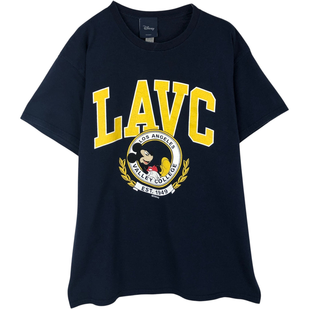 DISNEY Mickey Mouse Anime Character Print T-Shirt (Men's Size L) cotton navy blue type Vintage Second Hand