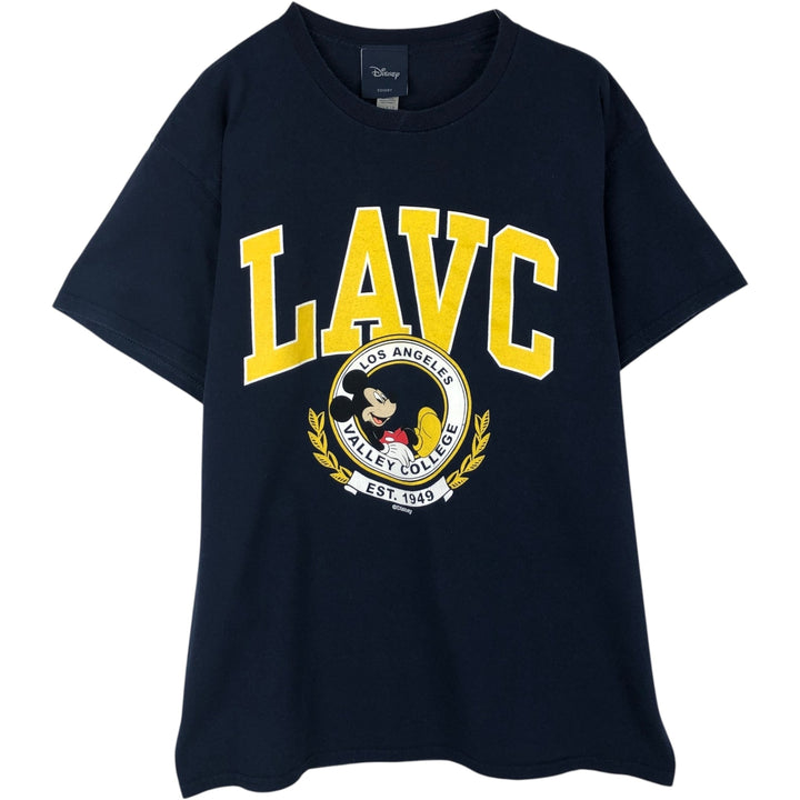 DISNEY Mickey Mouse Anime Character Print T-Shirt (Men's Size L) cotton navy blue type Vintage Second Hand