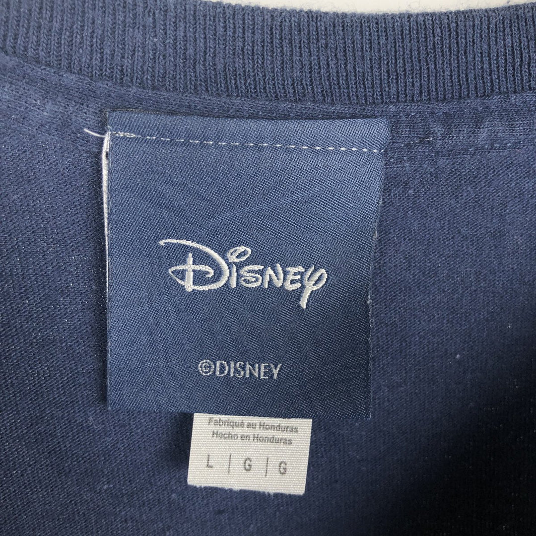 DISNEY Mickey Mouse Anime Character Print T-Shirt (Men's Size L) cotton navy blue type Vintage Second Hand