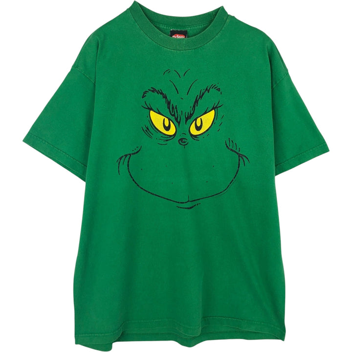 Dr. Seuss Grinch character print T-shirt, men's size XL (approx.) cotton green type Vintage Second Hand