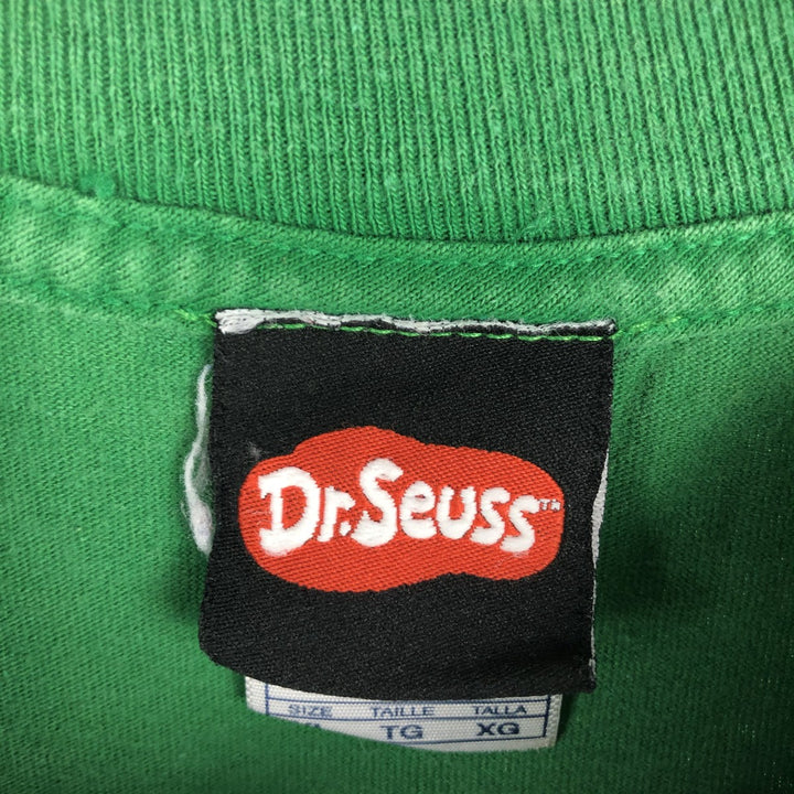 Dr. Seuss Grinch character print T-shirt, men's size XL (approx.) cotton green type Vintage Second Hand