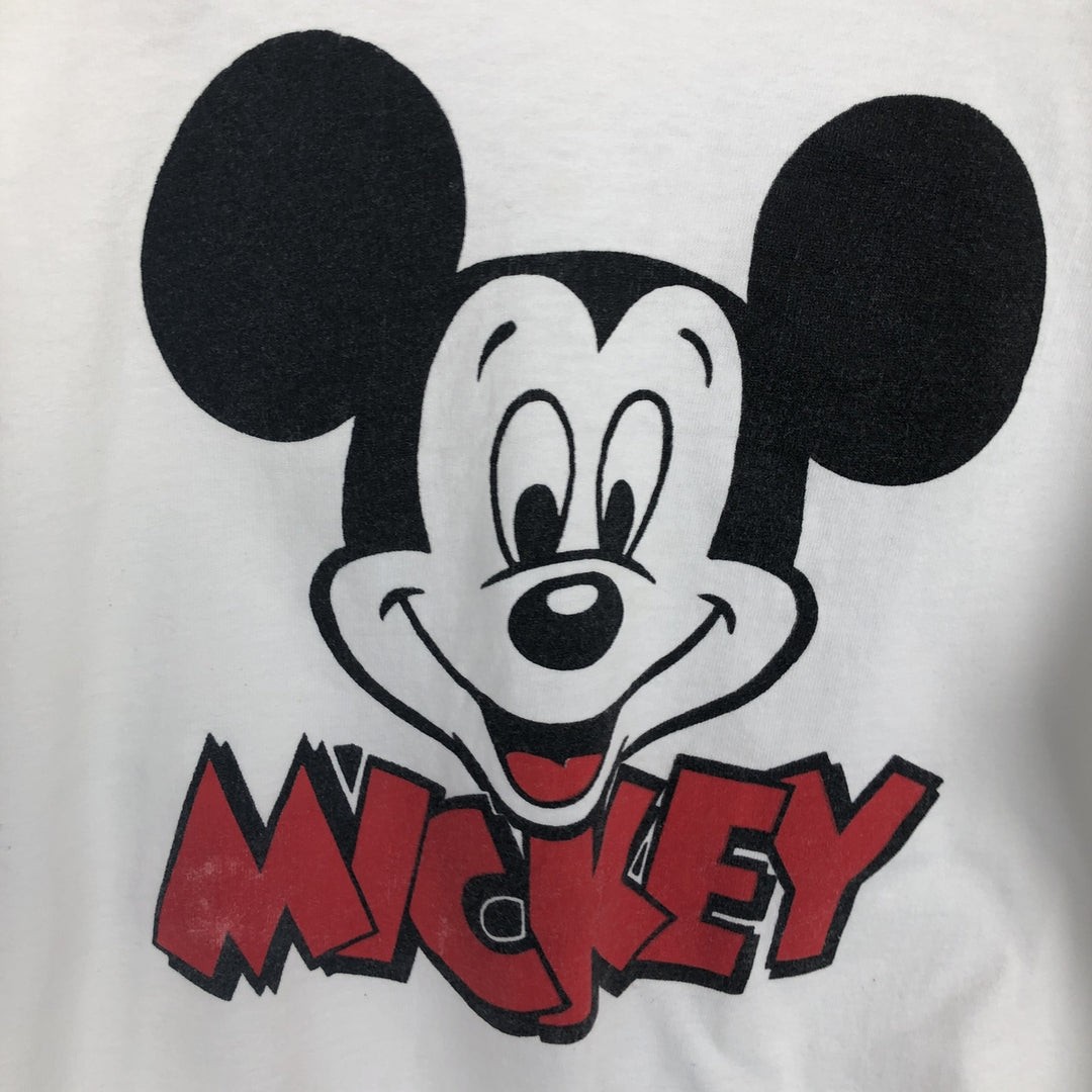 Fruit of the Loom x Disney Mickey Mouse Character Print T-Shirt, Made in USA, Men's Size L (approx.) cotton white type Vintage Second Hand