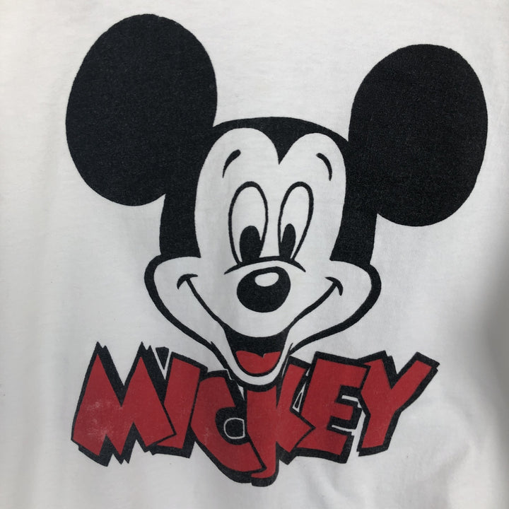 Fruit of the Loom x Disney Mickey Mouse Character Print T-Shirt, Made in USA, Men's Size L (approx.) cotton white type Vintage Second Hand