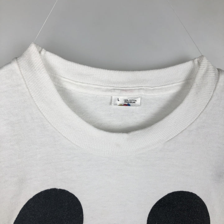 Fruit of the Loom x Disney Mickey Mouse Character Print T-Shirt, Made in USA, Men's Size L (approx.) cotton white type Vintage Second Hand