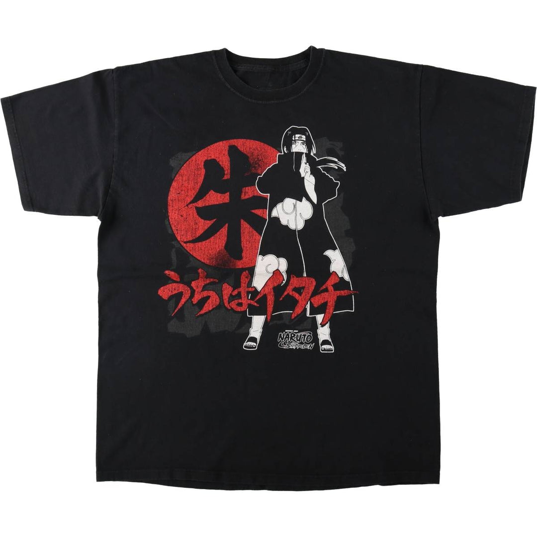 NARUTO SHIPPUDEN Naruto Shippuden Uchiha Itachi Anime Character Print T-Shirt Men's XL cotton black type Vintage Second Hand