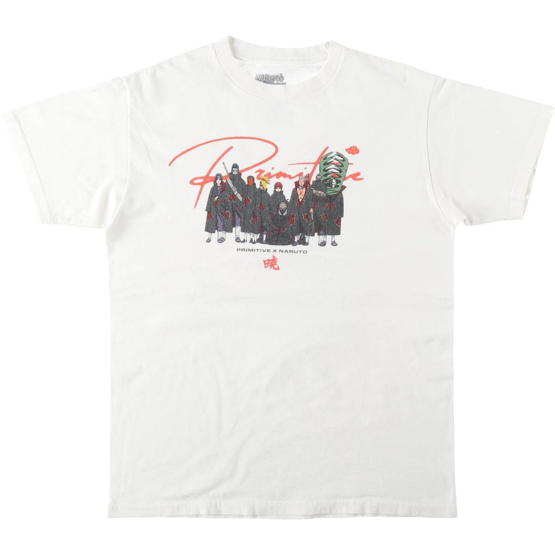 PRIMITIVE NARUTO SHIPPUDEN Naruto Shippuden Anime Character Print T-Shirt (Men's Size M) cotton white type Vintage Second Hand
