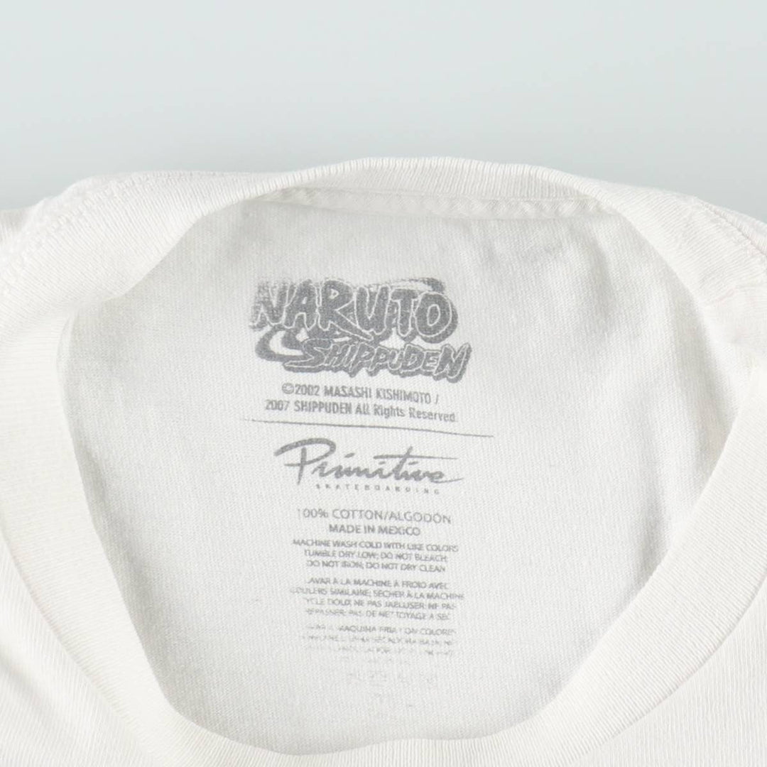 PRIMITIVE NARUTO SHIPPUDEN Naruto Shippuden Anime Character Print T-Shirt (Men's Size M) cotton white type Vintage Second Hand