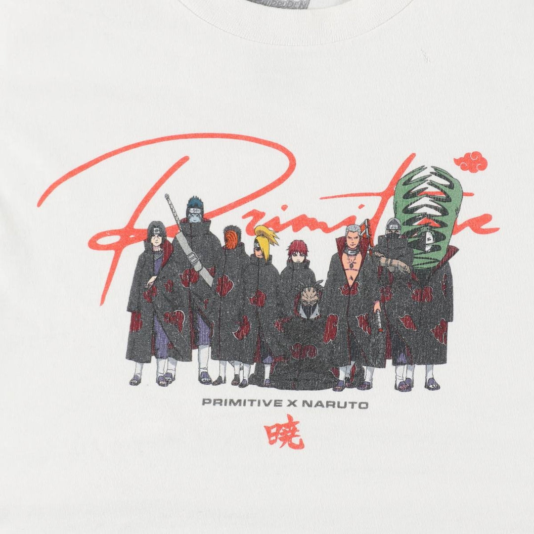 PRIMITIVE NARUTO SHIPPUDEN Naruto Shippuden Anime Character Print T-Shirt (Men's Size M) cotton white type Vintage Second Hand