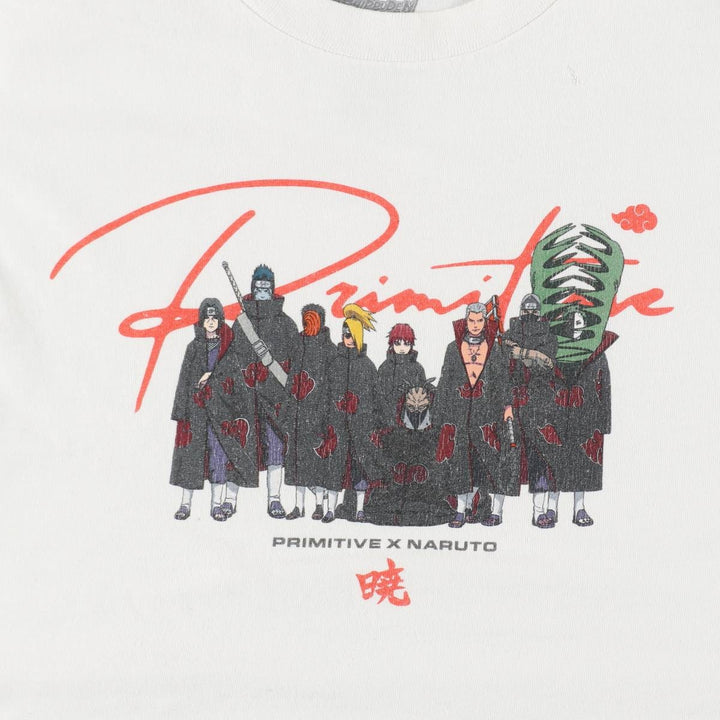 PRIMITIVE NARUTO SHIPPUDEN Naruto Shippuden Anime Character Print T-Shirt (Men's Size M) cotton white type Vintage Second Hand