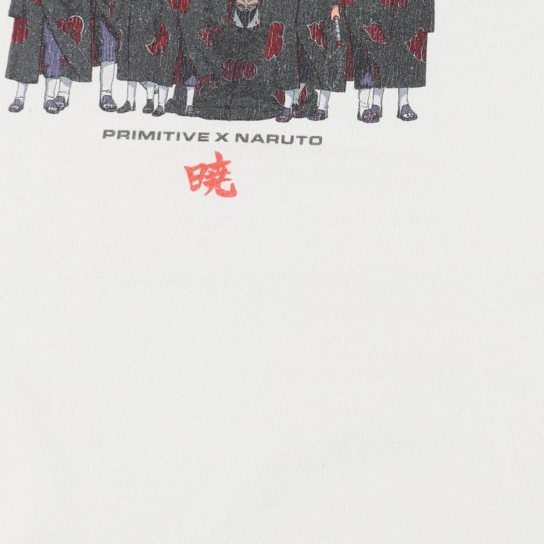 PRIMITIVE NARUTO SHIPPUDEN Naruto Shippuden Anime Character Print T-Shirt (Men's Size M) cotton white type Vintage Second Hand