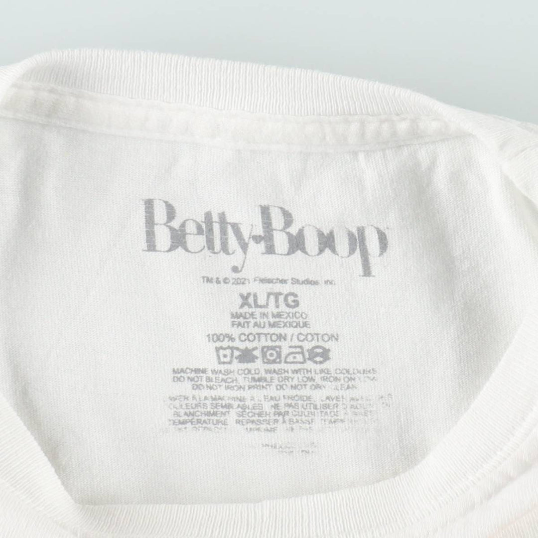 BETTY BOOP character print T-shirt, men's size XL. cotton white type Vintage Second Hand