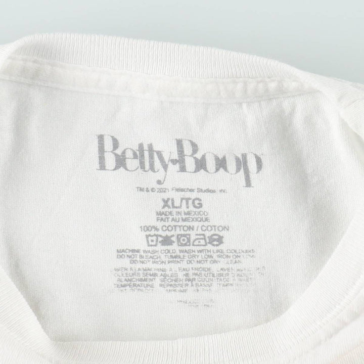 BETTY BOOP character print T-shirt, men's size XL. cotton white type Vintage Second Hand
