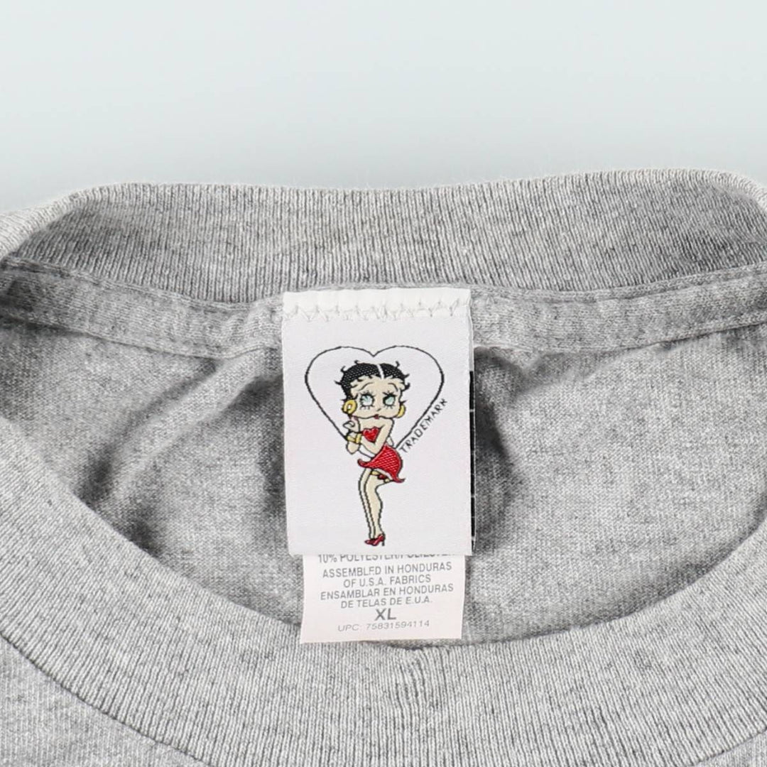BETTY BOOP character print T-shirt, men's size XL. cotton gray type Vintage Second Hand