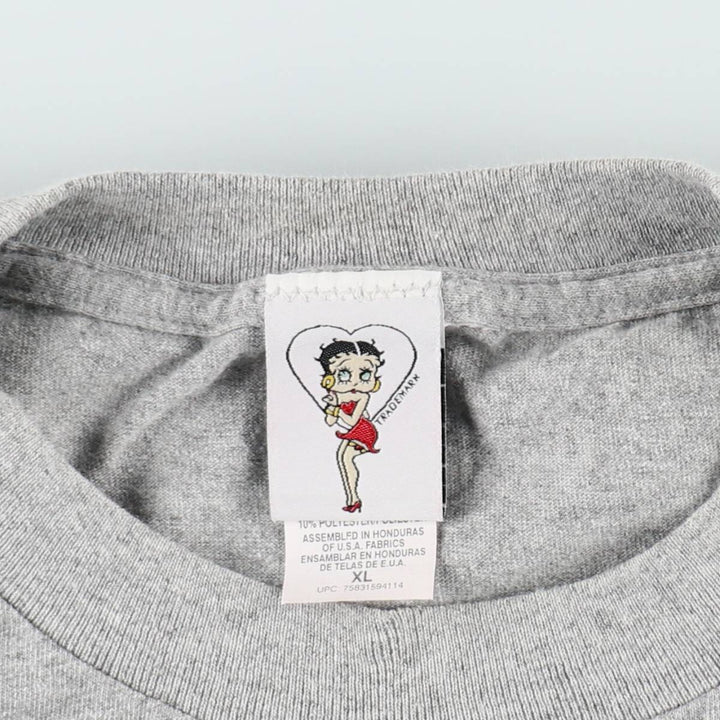 BETTY BOOP character print T-shirt, men's size XL. cotton gray type Vintage Second Hand