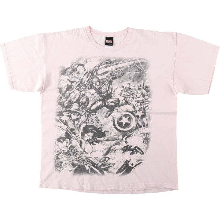 Marvel character print T-shirt, men's size XL. cotton pink type Vintage Second Hand