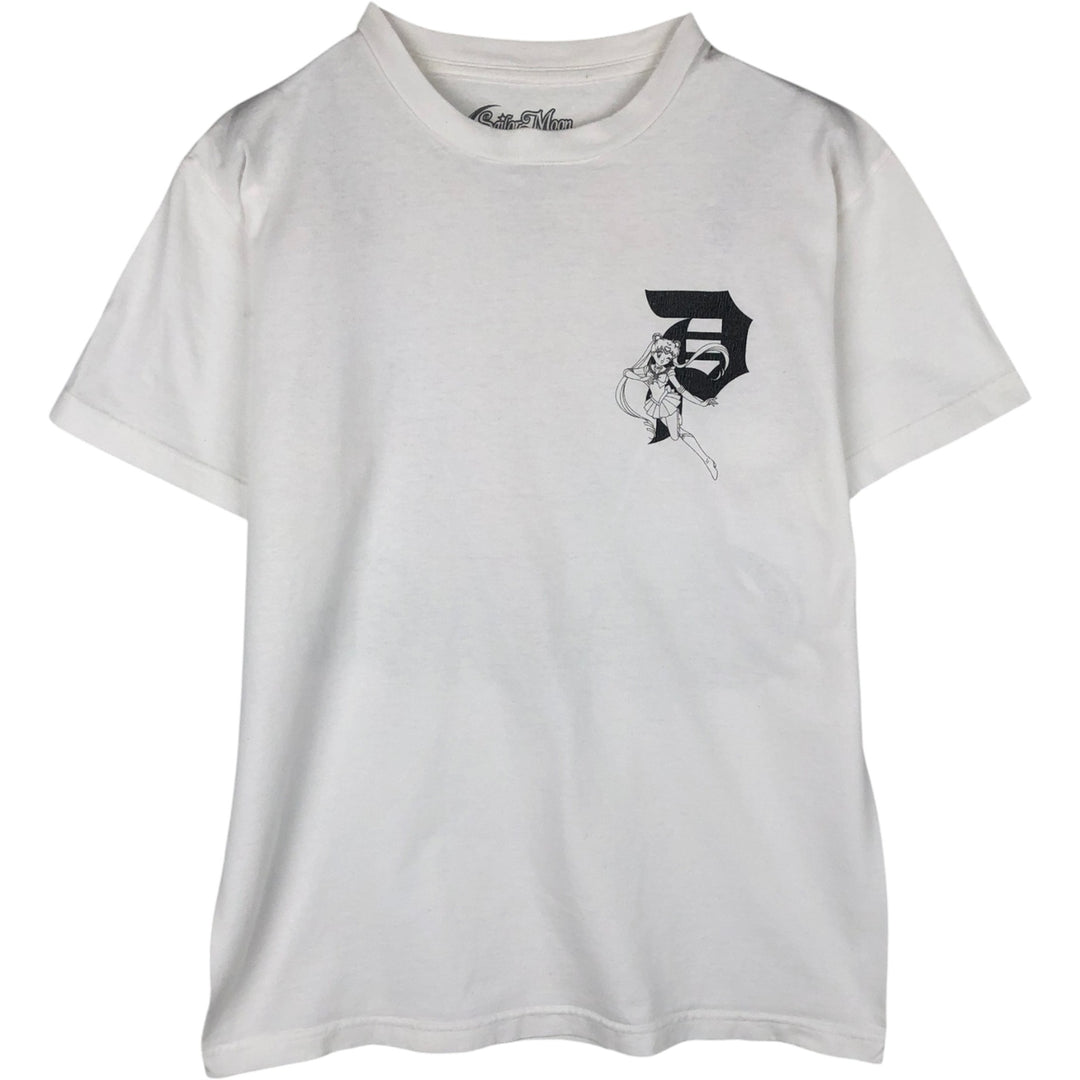 SAILOR MOON anime character print T-shirt, men's size M. cotton white type Vintage Second Hand