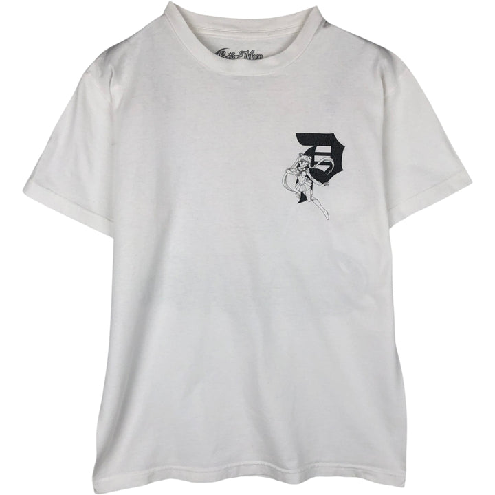 SAILOR MOON anime character print T-shirt, men's size M. cotton white type Vintage Second Hand