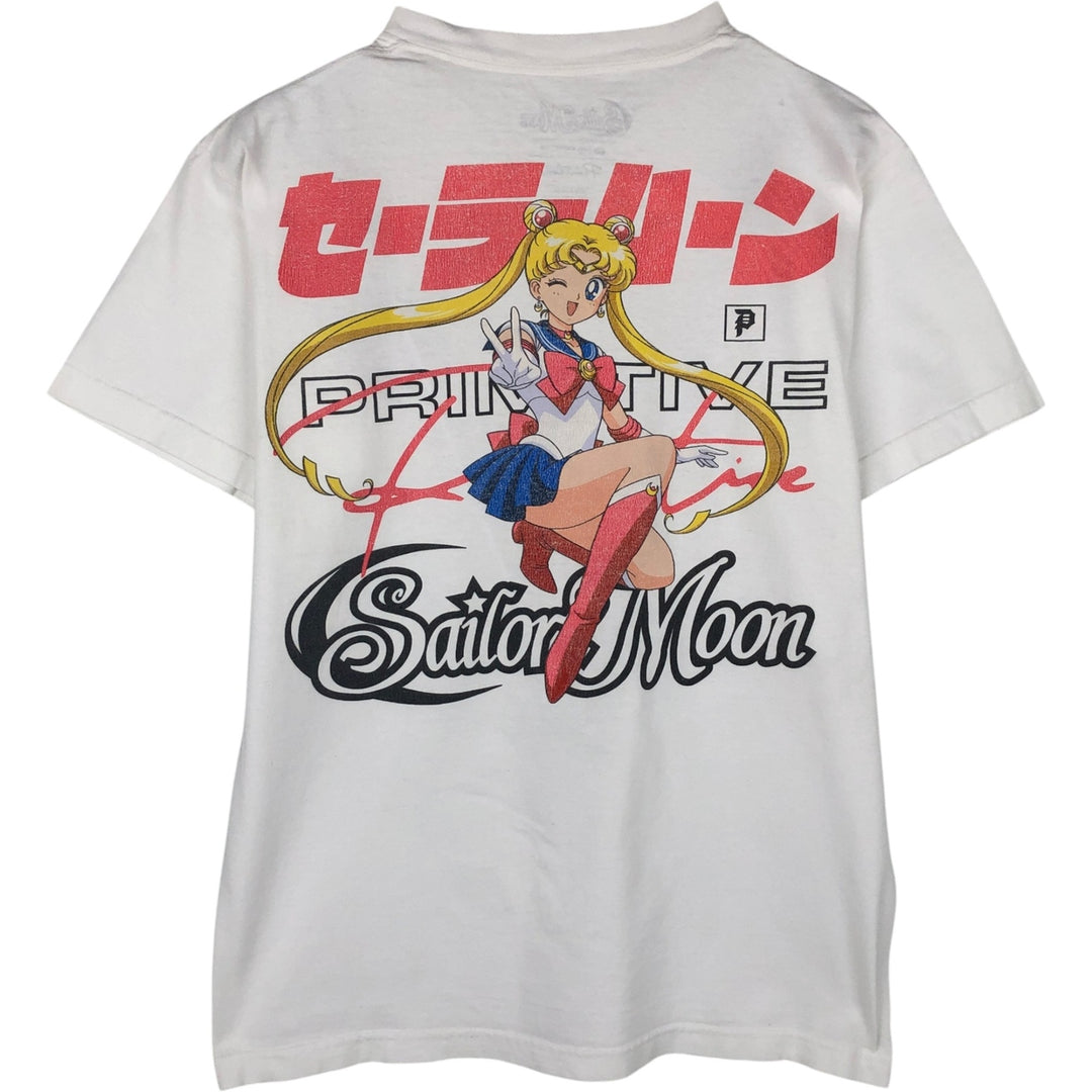 SAILOR MOON anime character print T-shirt, men's size M. cotton white type Vintage Second Hand