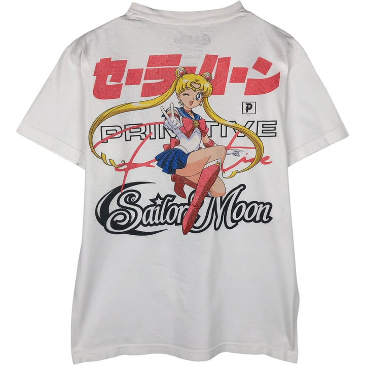 SAILOR MOON anime character print T-shirt, men's size M. cotton white type Vintage Second Hand