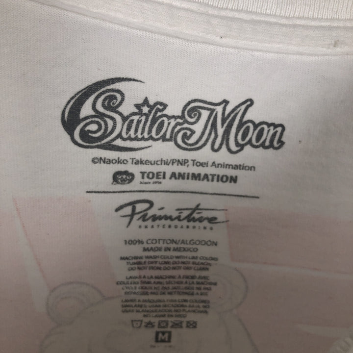 SAILOR MOON anime character print T-shirt, men's size M. cotton white type Vintage Second Hand