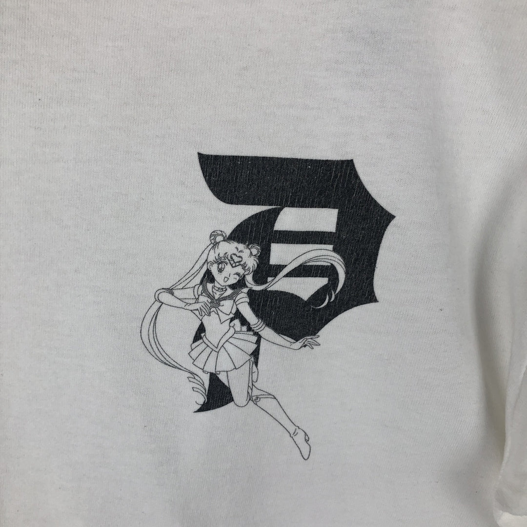SAILOR MOON anime character print T-shirt, men's size M. cotton white type Vintage Second Hand