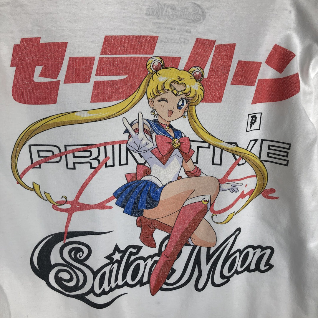 SAILOR MOON anime character print T-shirt, men's size M. cotton white type Vintage Second Hand
