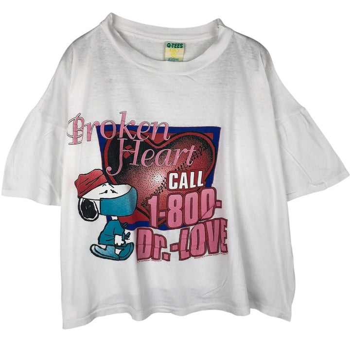 Q-TEES SNOOPY Character Print T-Shirt (Men's Size L) cotton white type Vintage Second Hand
