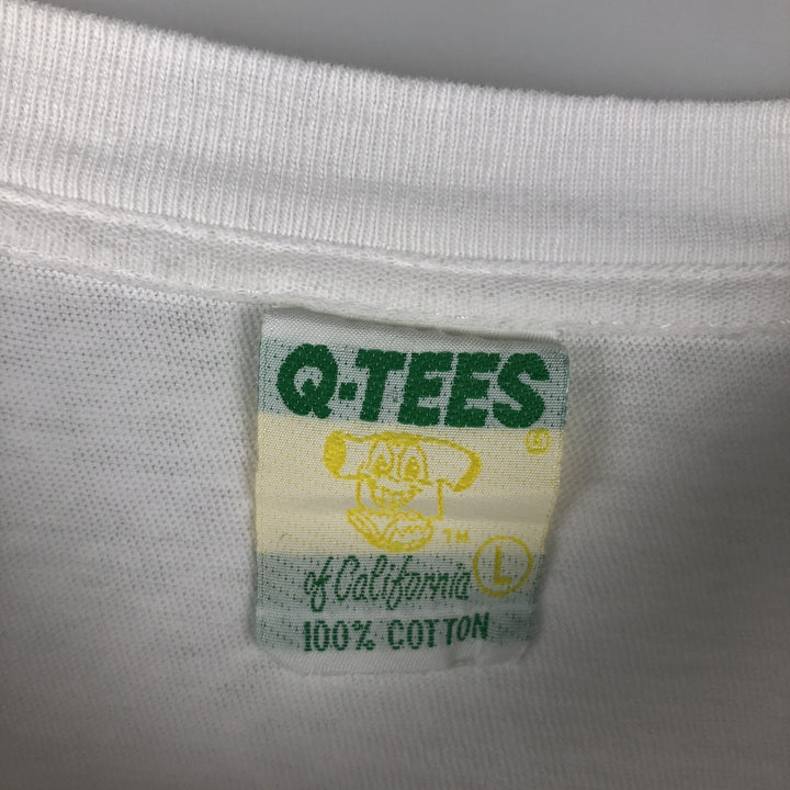 Q-TEES SNOOPY Character Print T-Shirt (Men's Size L) cotton white type Vintage Second Hand