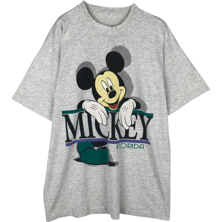 MICKEY MOUSE Anime Character Print T-Shirt, Men's Size XL (approx.) unclear pale white type Vintage Second Hand