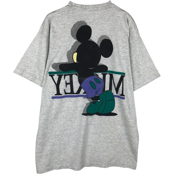 MICKEY MOUSE Anime Character Print T-Shirt, Men's Size XL (approx.) unclear pale white type Vintage Second Hand