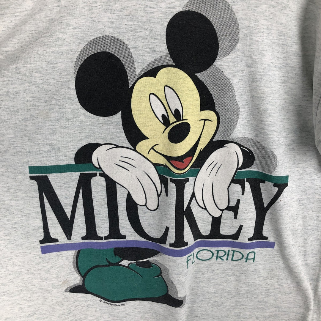 MICKEY MOUSE Anime Character Print T-Shirt, Men's Size XL (approx.) unclear pale white type Vintage Second Hand