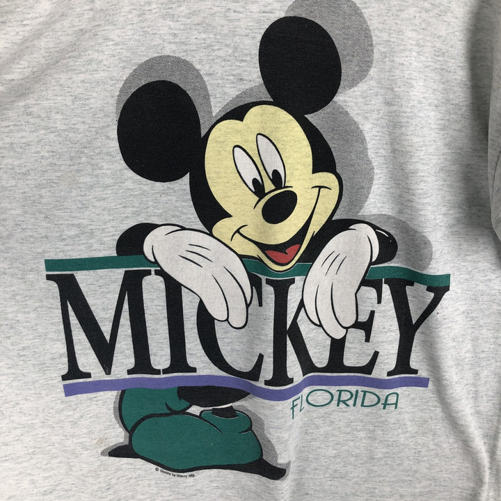 MICKEY MOUSE Anime Character Print T-Shirt, Men's Size XL (approx.) unclear pale white type Vintage Second Hand