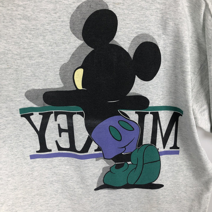 MICKEY MOUSE Anime Character Print T-Shirt, Men's Size XL (approx.) unclear pale white type Vintage Second Hand